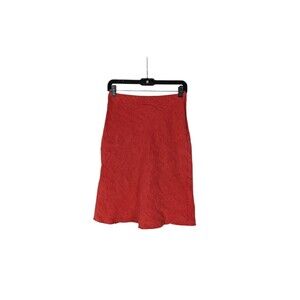nuthatch Skirt S Women's Red 100% Linen Raw Hem A Line Made in USA